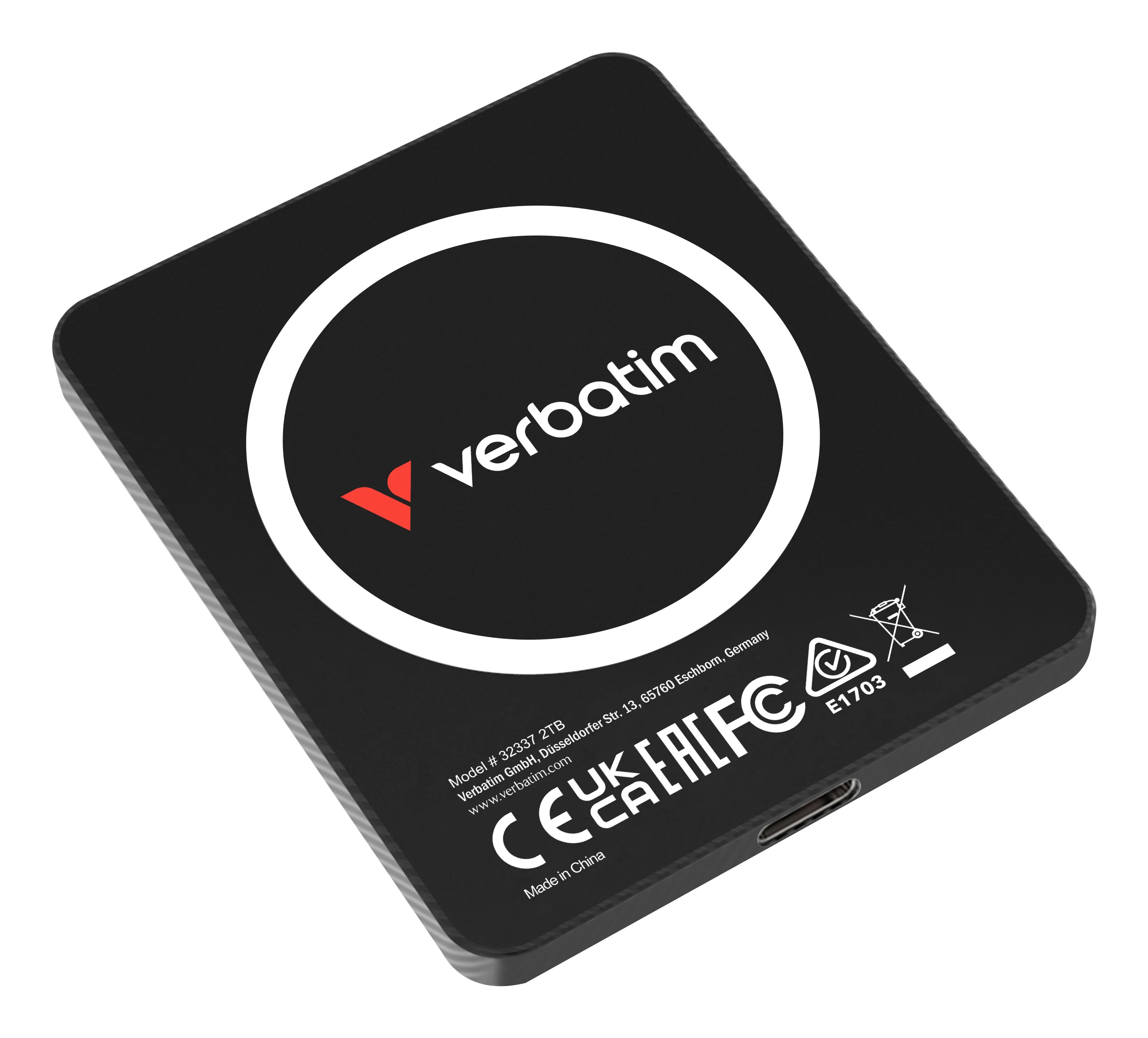 Verbatim SnapBack Ultra Slim SSD 2TB USB Typ-C USB 3.2 Gen 2x2 Schwarz
