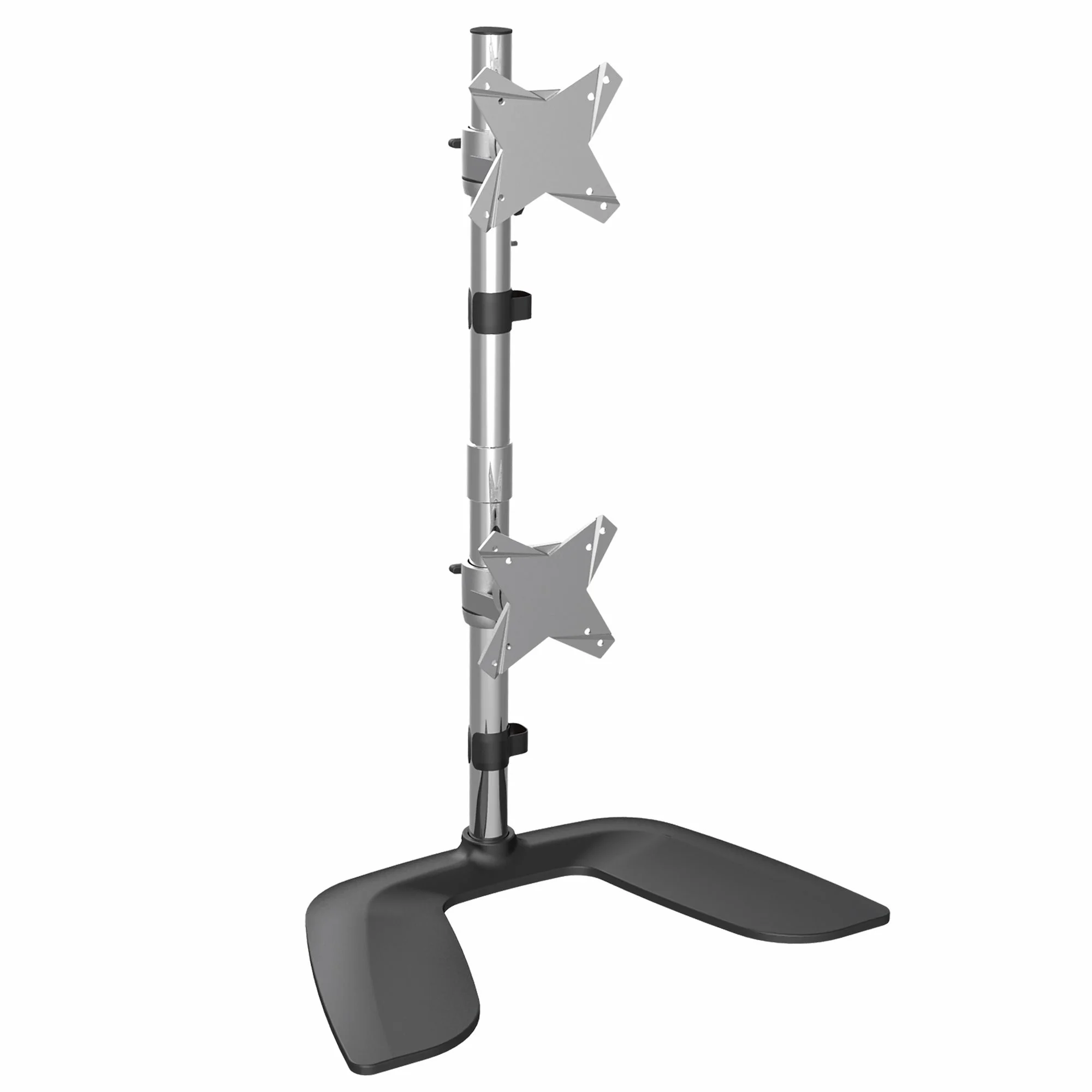 StarTech.com Monitorhalterung für zwei vertikal gestapelte Monitore - Ergonomischer Monitorarm für zwei VESA Monitore - bis zu 27"(je 8kg) Monitore - Freistehend, Höhenverstellbar - Silber
