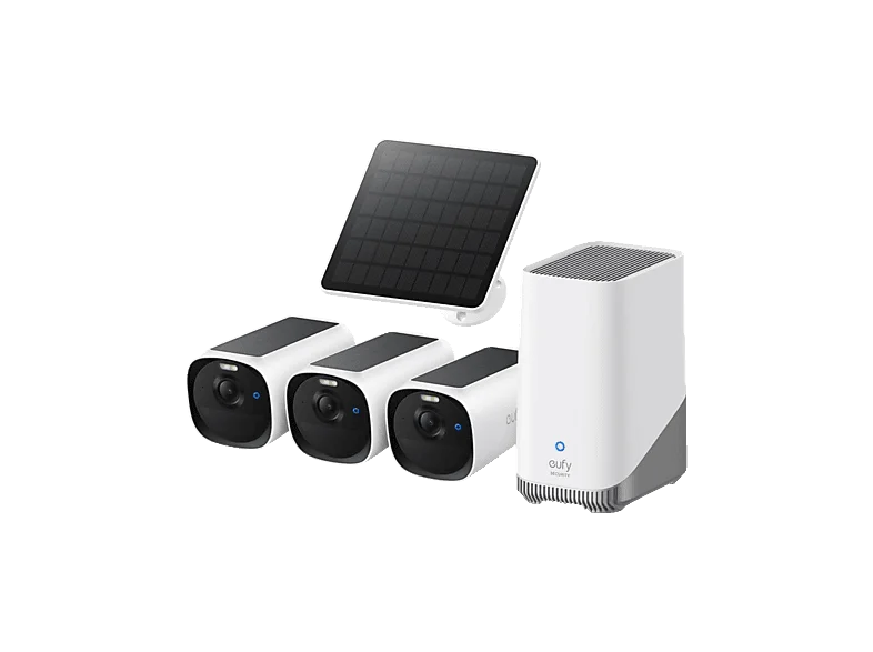 EUFY Cam E40 Starter-Set 3+1 - Kamera mit HomeBase 3 und Solarpanel 2K, Überwachungskamera Nachtsicht