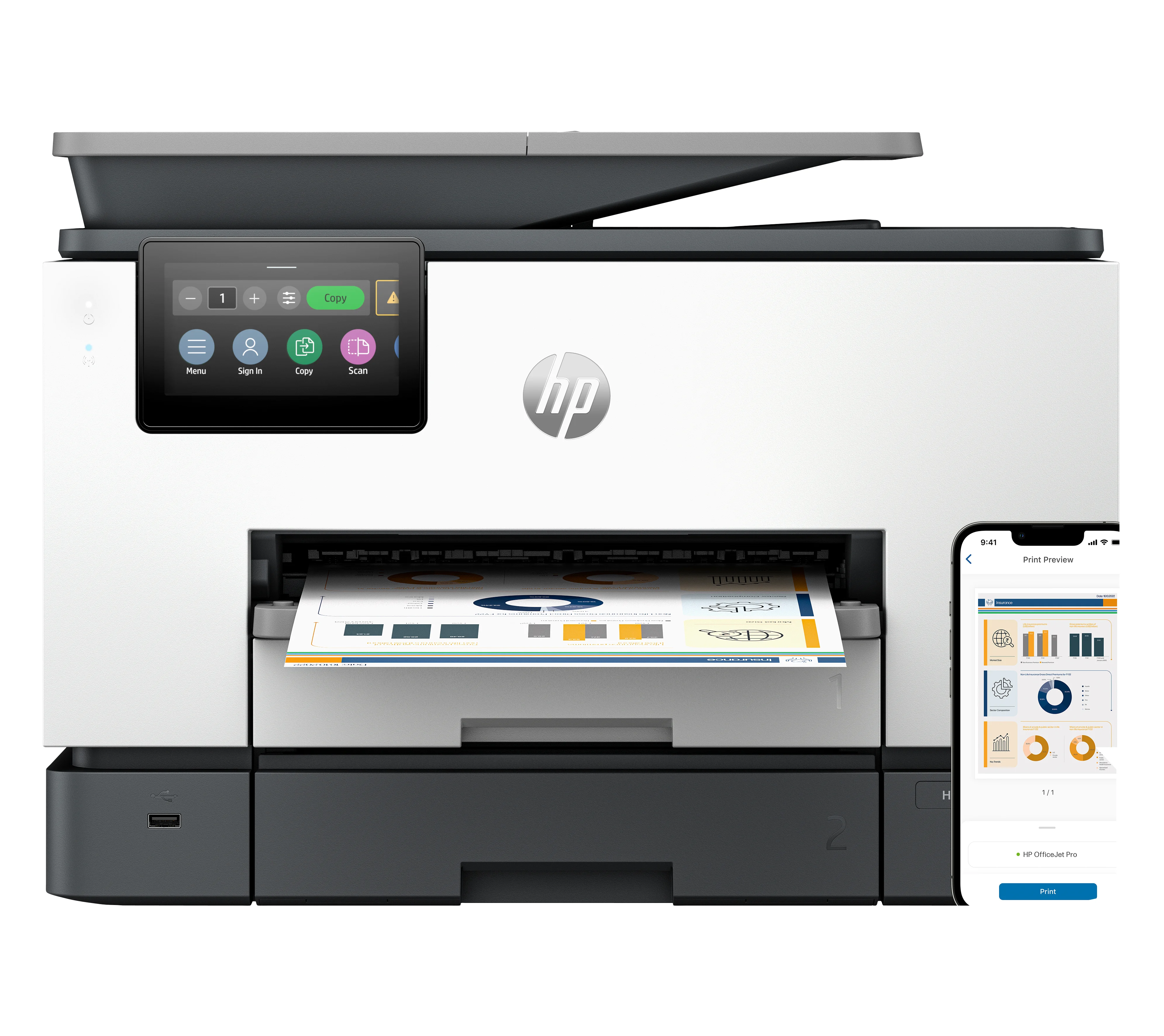 HP OfficeJet Pro 9130b Wireless All-in-One Farbe Drucker, Beidseitiger Druck; Kopierer, Scanner
