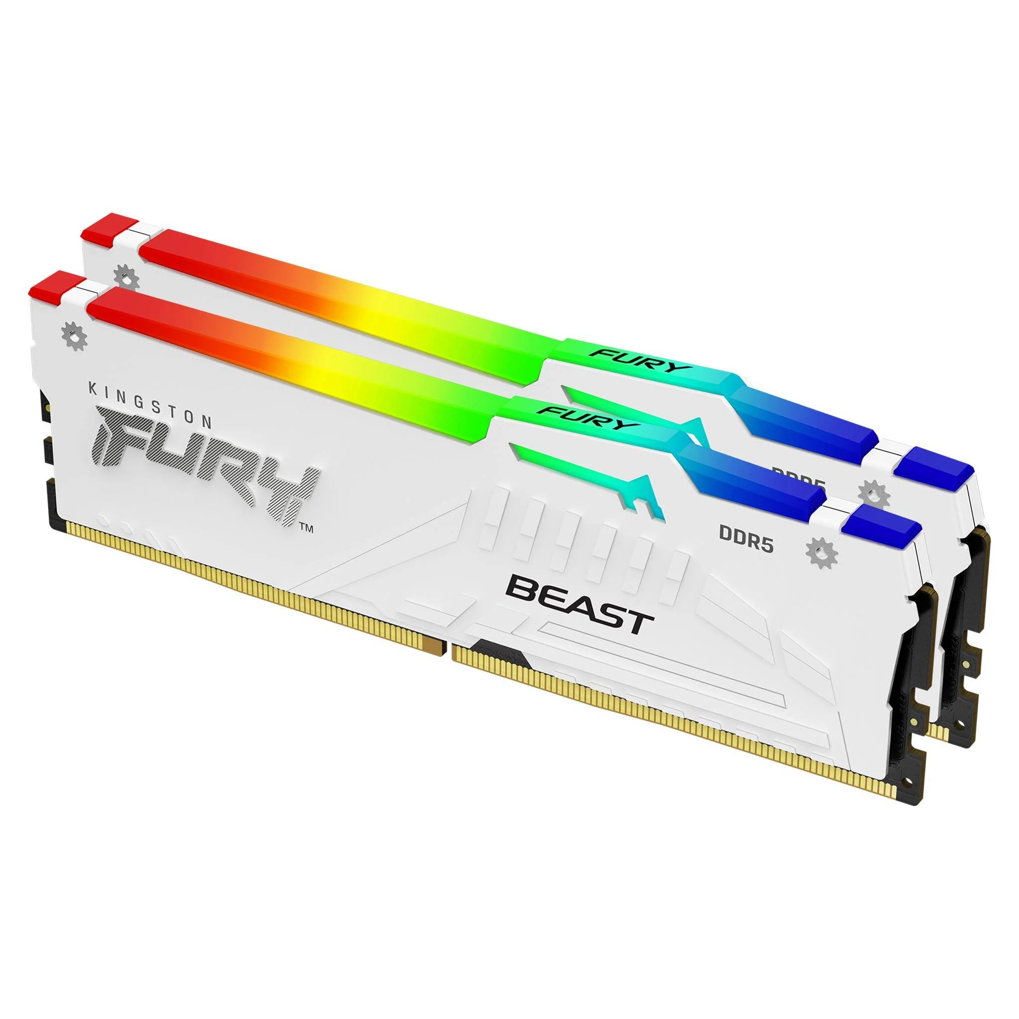 Kingston Technology FURY Beast 64 GB 5600 MT/s DDR5 CL40 DIMM (2er-Kit) White RGB XMP