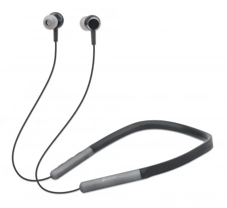 Manhattan Sound Science In-Ear Bluetooth-Sportheadset mit Nackenbügel, Bluetooth 5.0 + EDR, In-Ear-Design, omnidirektionales Mikrofon, integrierte Bedienelemente, schwarz