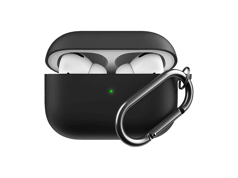 KEYBUDZ Hülle mit Schlüsselanhänger, Case kompatibel AirPods Schutzcase, Schwarz