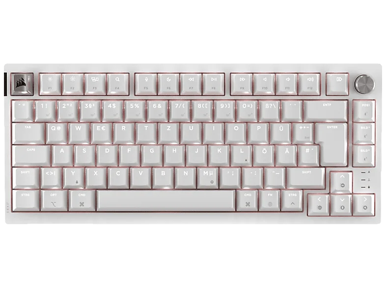 CORSAIR K65 Plus wireless 75 %, RGB, Tastatur, Mechanisch, Kabellos, Frostweiß