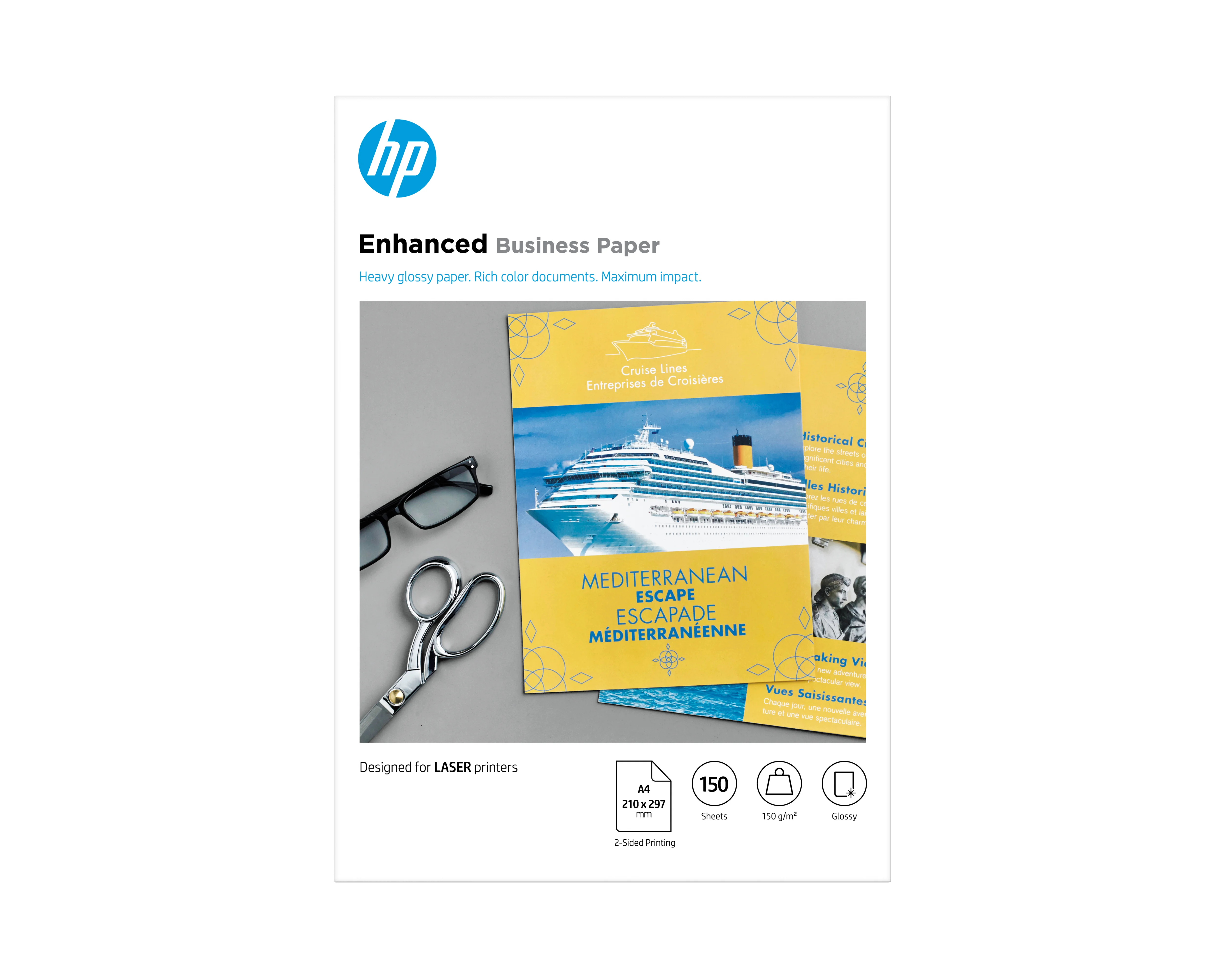 HP Professional Laser-Papier glänzend 150 g/m² - 150 Blatt/A4/210 x 297 mm