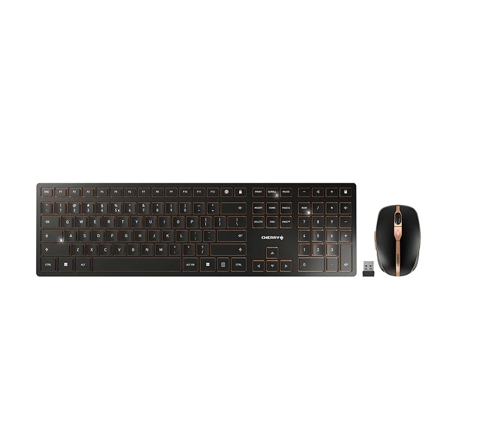 CHERRY DW 9000 SLIM Tastatur Maus enthalten Universal RF Wireless + Bluetooth QWERTY US Englisch Schwarz