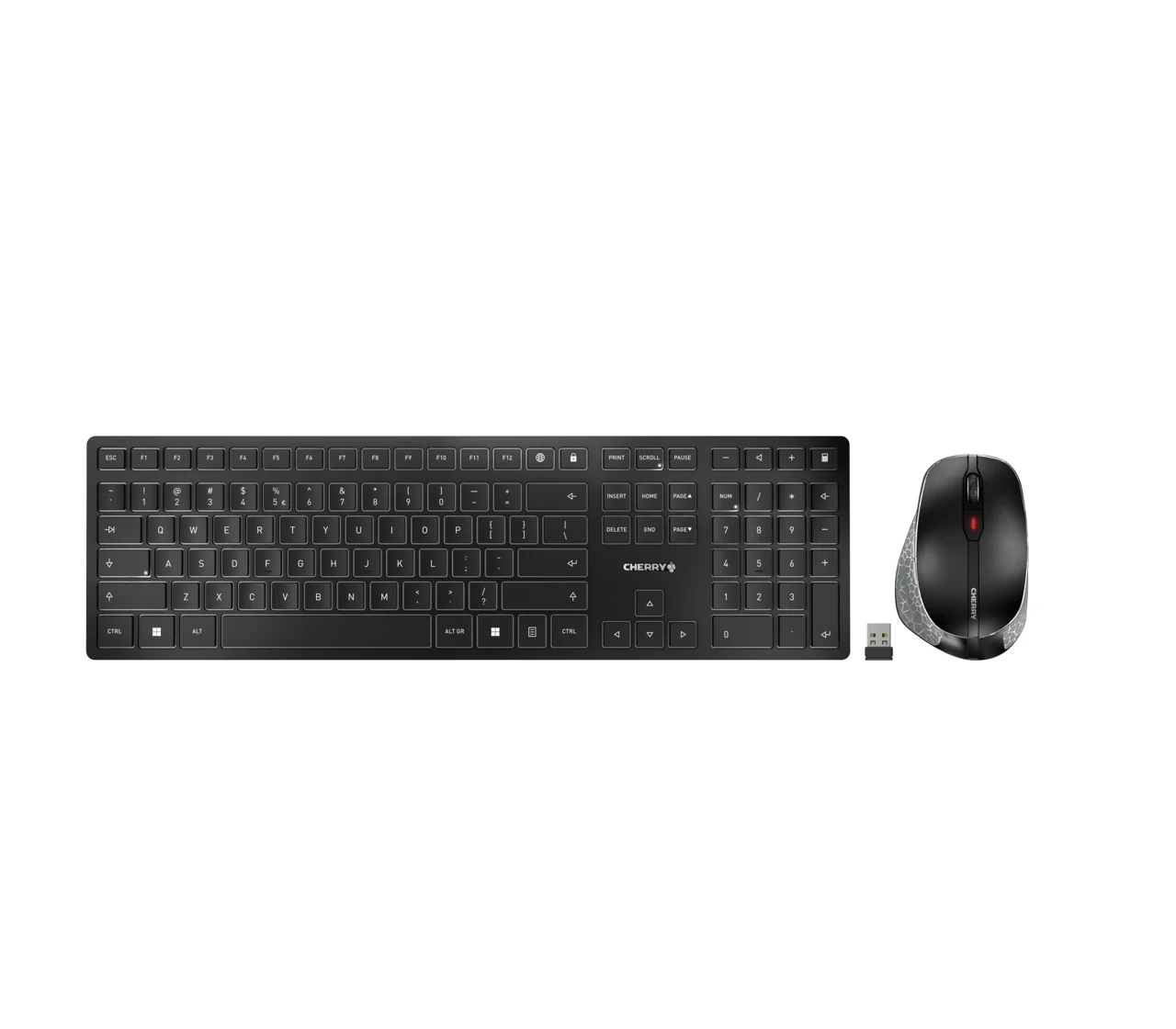 CHERRY DW 9500 SLIM Tastatur Maus enthalten Universal RF Wireless + Bluetooth QWERTZ Schweiz Schwarz, Grau