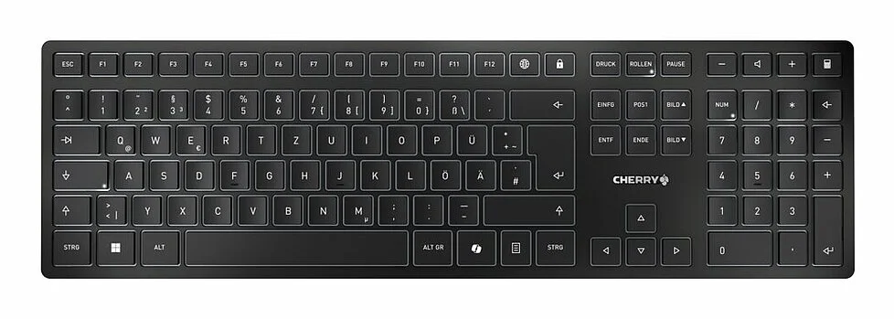 CHERRY KW 9100 SLIM Tastatur Universal RF Wireless + Bluetooth QWERTY Portuguesisch Schwarz, Grau