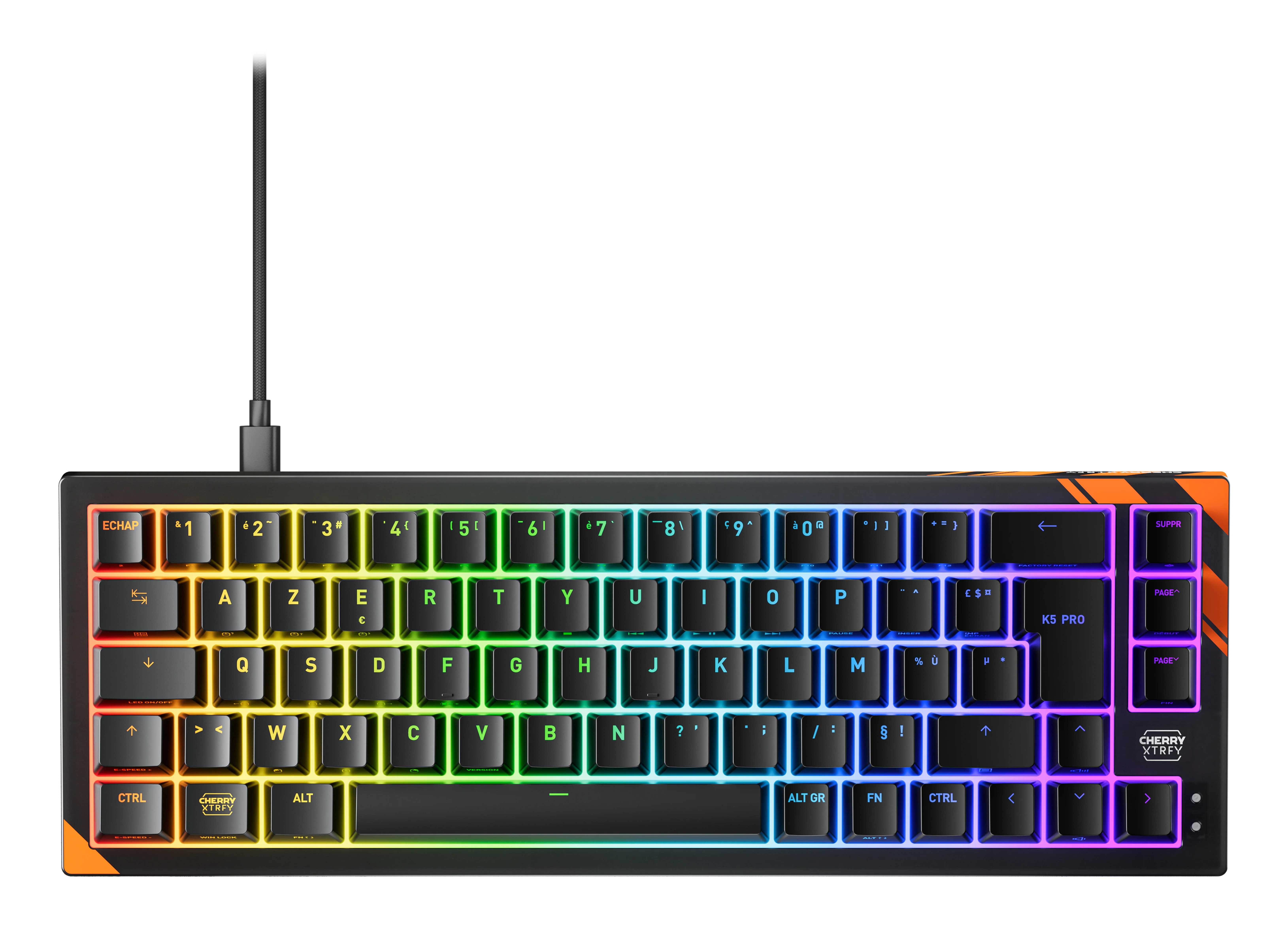 CHERRY K5 PRO TMR COMPACT Tastatur Gaming USB AZERTY Französisch Schwarz, Orange