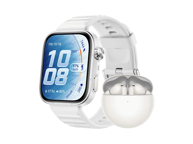 HUAWEI WATCH FIT 5 Pro + FreeBuds 7i Weiß Smartwatch und Kopfhörer Fluorelastomer, 130-210 mm, White