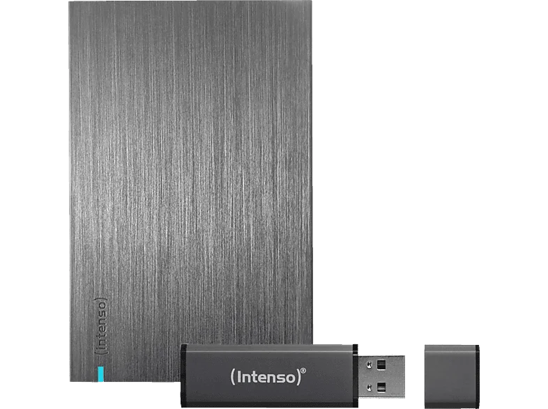 INTENSO Memory Board + 64 GB USB-Stick Bundle, 1 TB HDD, 2,5 Zoll, extern, Anthrazit