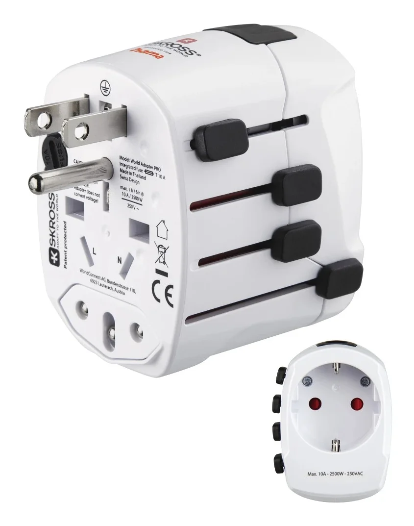 Hama World Travel Pro Netzstecker-Adapter Universal Typ F Weiß