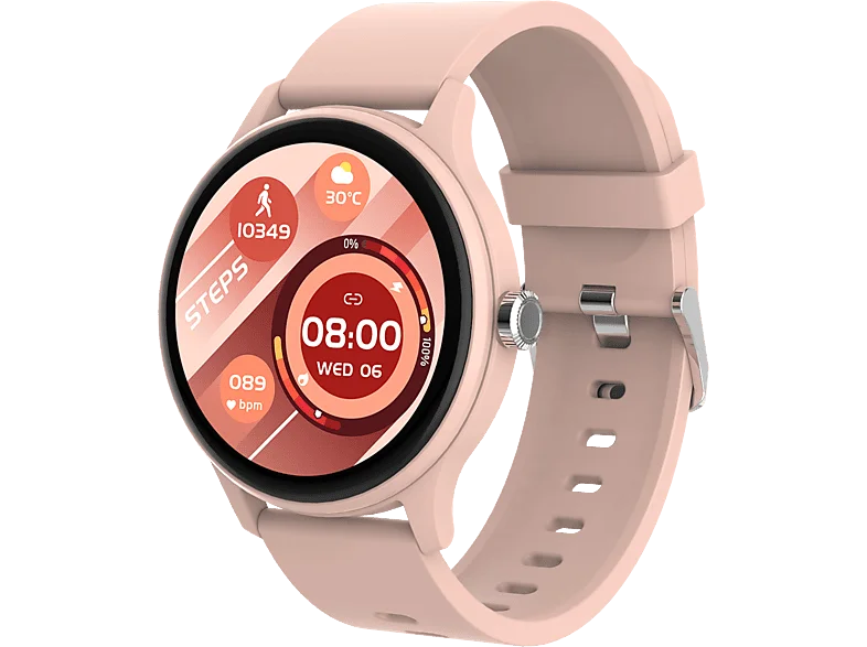 PEAQ PSW 100-PK Smartwatch Gummi, 22 mm, Pink