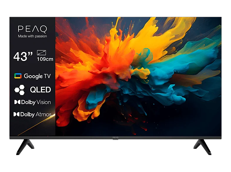 PEAQ PTV 43GQU-5026T 43" Google QLED UHD TV (Flat, 43 Zoll / 108,0 cm, 4K, SMART TV)