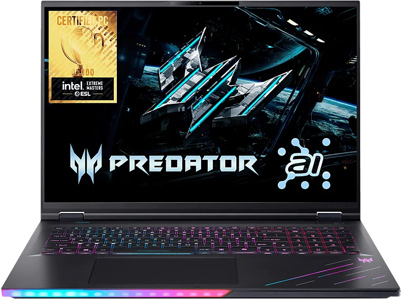 ACER Predator Helios 18 AI (PH18-73-97FE) mit 250 Hz Display RGB Tastaturbeleuchtung - Zoll Intel® Core™ Ultra 9 275HX 64 GB 2,000 GeForce RTX™ 5080 Windows 11 Pro