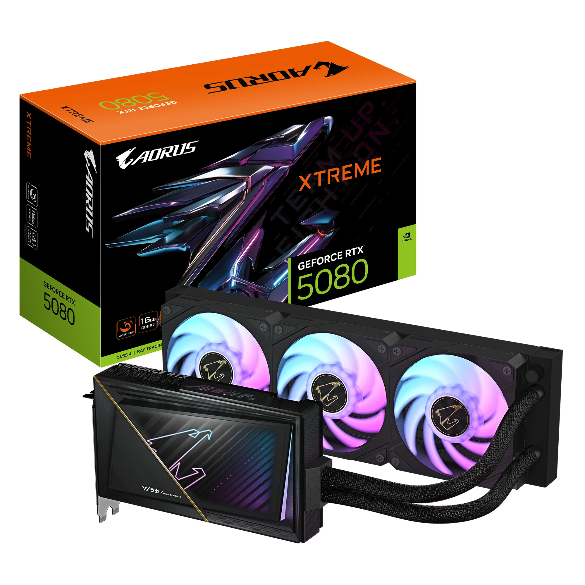 GIGABYTE AORUS GeForce RTX 5080 XTREME WATERFORCE 16G Grafikkarte - 16GB GDDR7, 256 Bit, PCI-E 5.0, 2805MHz Core Clock, 3 x DP 2.1a, 1 x HDMI 2.1b, NVIDIA DLSS 4, GV-N5080AORUSX W-16GD
