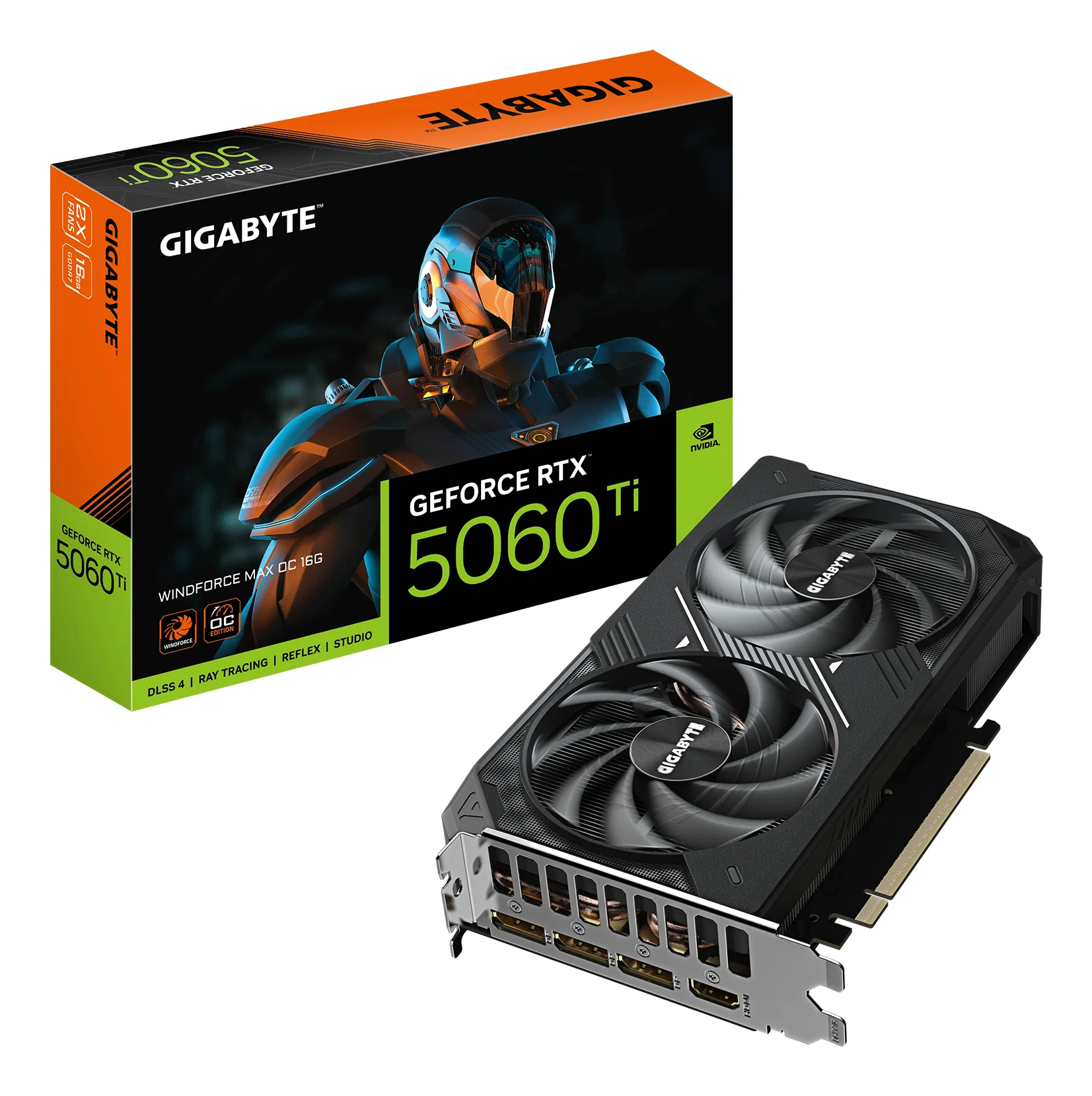 GIGABYTE GeForce RTX 5060 Ti WINDFORCE MAX OC 16G Grafikkarte – 16 GB GDDR7, 128 Bit, PCI-E 5.0, 2587 MHz Kernfrequenz, 3 x DisplayPort, 1 x HDMI, NVIDIA DLSS 4, GV-N506TWF2MAX OC-16GD