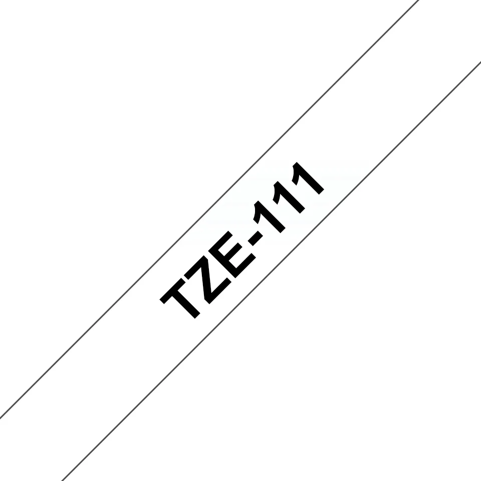 Brother TZE-111 Etiketten erstellendes Band Schwarz auf transparent