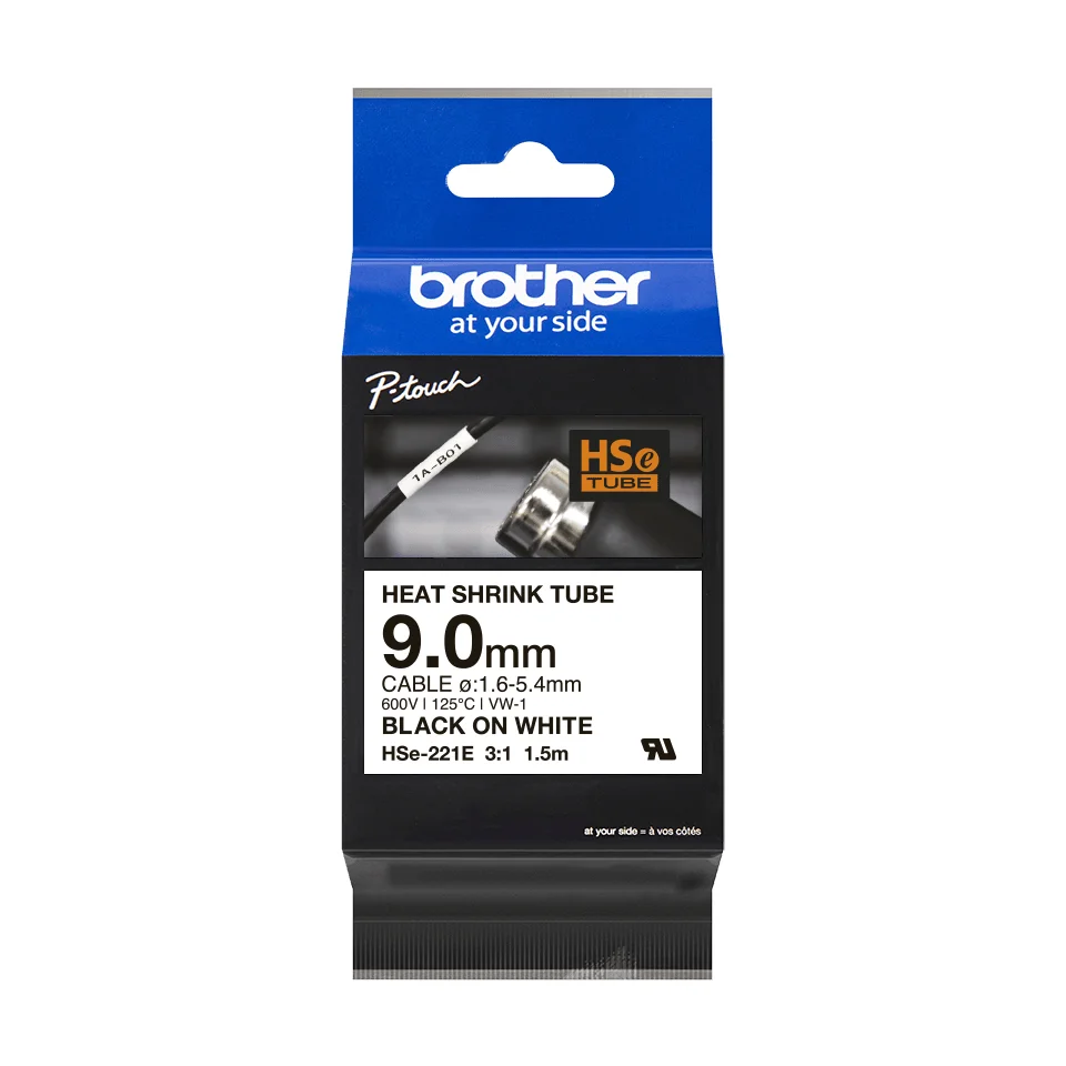 Brother HSE-221E Etiketten erstellendes Band Schwarz auf weiss