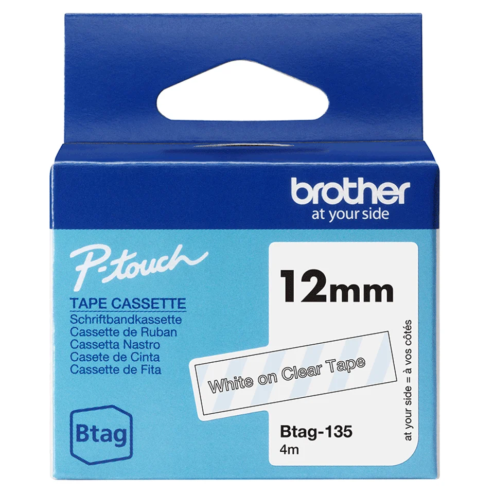 Brother BTAG-135 Etiketten erstellendes Band Weiss auf Transparent
