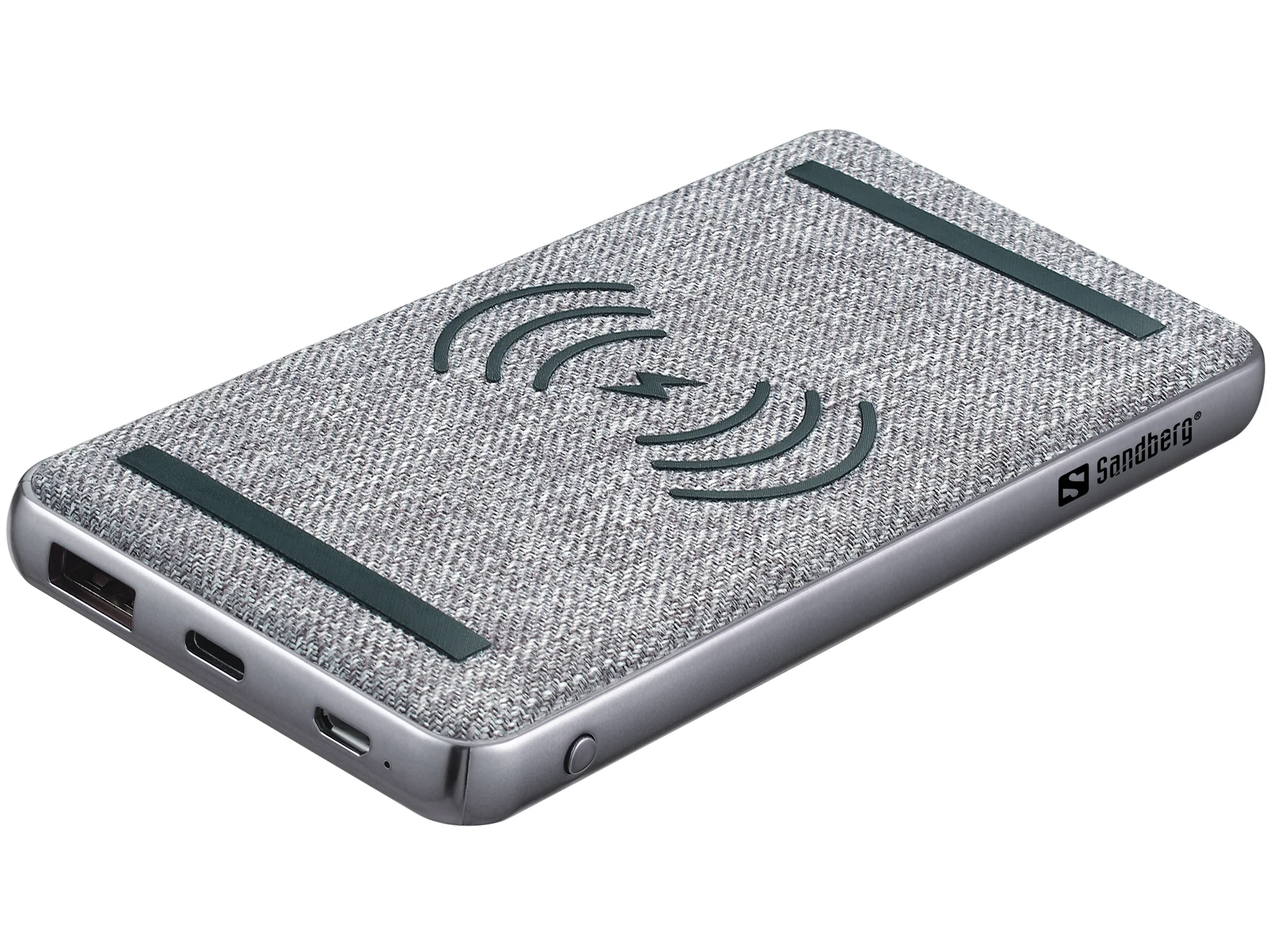 Sandberg 420-61 Powerbank Lithium Polymer (LiPo) 10000 mAh Kabelloses Aufladen Schwarz, Grau