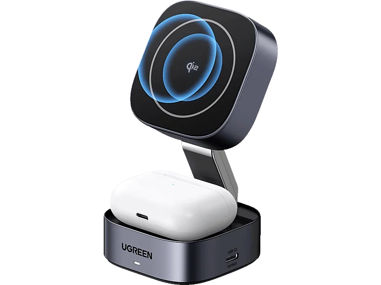 UGREEN 2-in-1 Magnetischer Wireless Charger Apple, Samsung, Huawei, Xiaomi, Lenovo, etc, Dark Gray