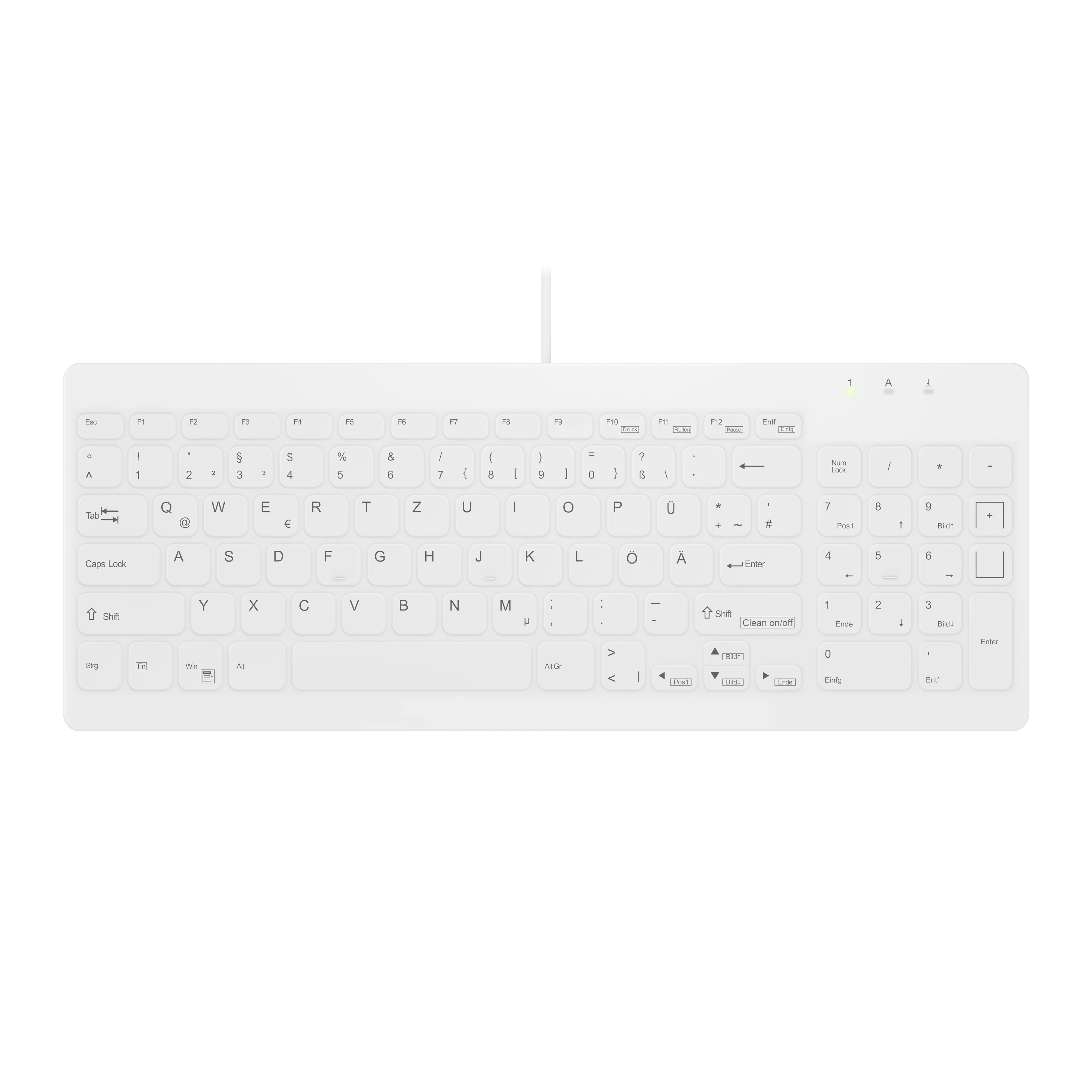 Contour Design Active Key Contour QuickClean Medizinische Tastatur IP68 Kompakt Kabelgebunden Weiß DE C7012