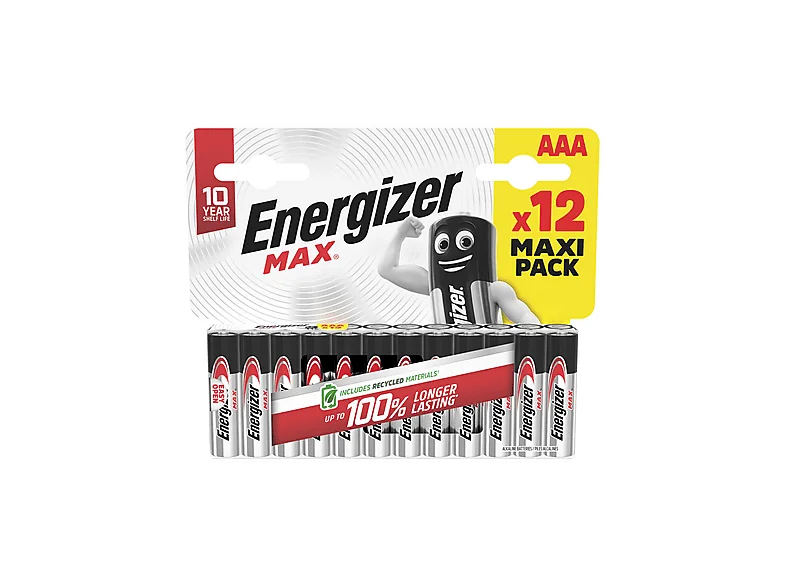 ENERGIZER Max Micro (AAA) 12 Stück Alkaline Manganese Dioxide-Zinc Batterie, 1.5 Volt