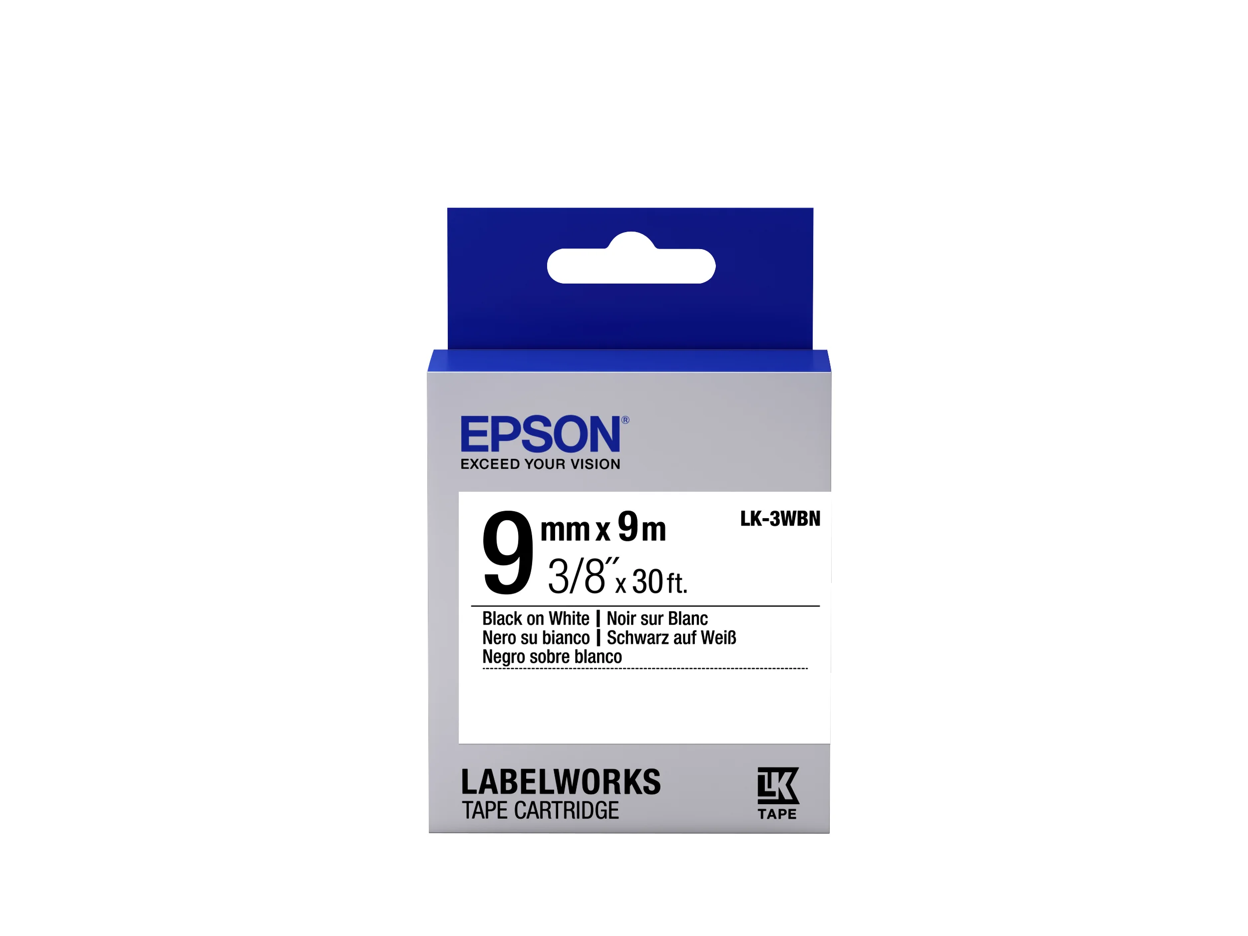 Epson Etikettenkassette LK-3WBN - Standard - schwarz auf weiß - 9mmx9m