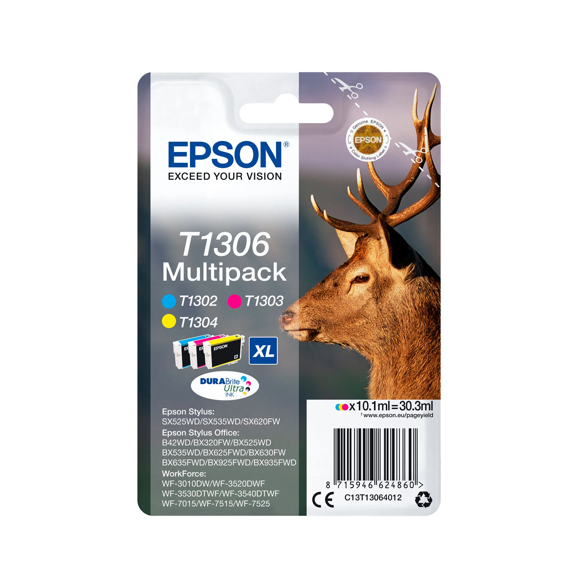 Epson Stag T1306 Hirsch DURABrite Ultra Multipack 3 Farben Tinte