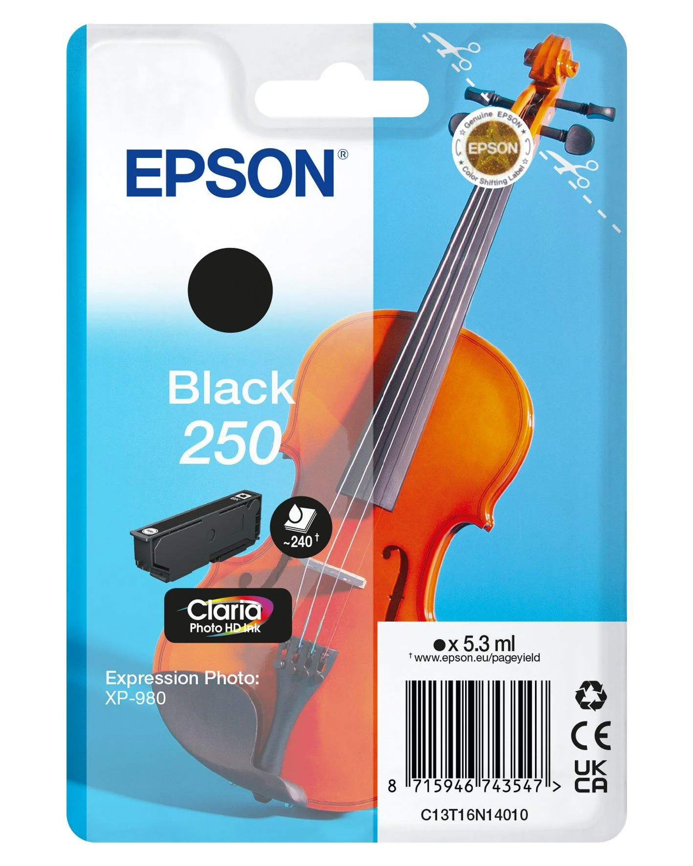 Epson 250 Violin Claria Photo HD Druckerpatrone 1 Stück(e) Original Schwarz