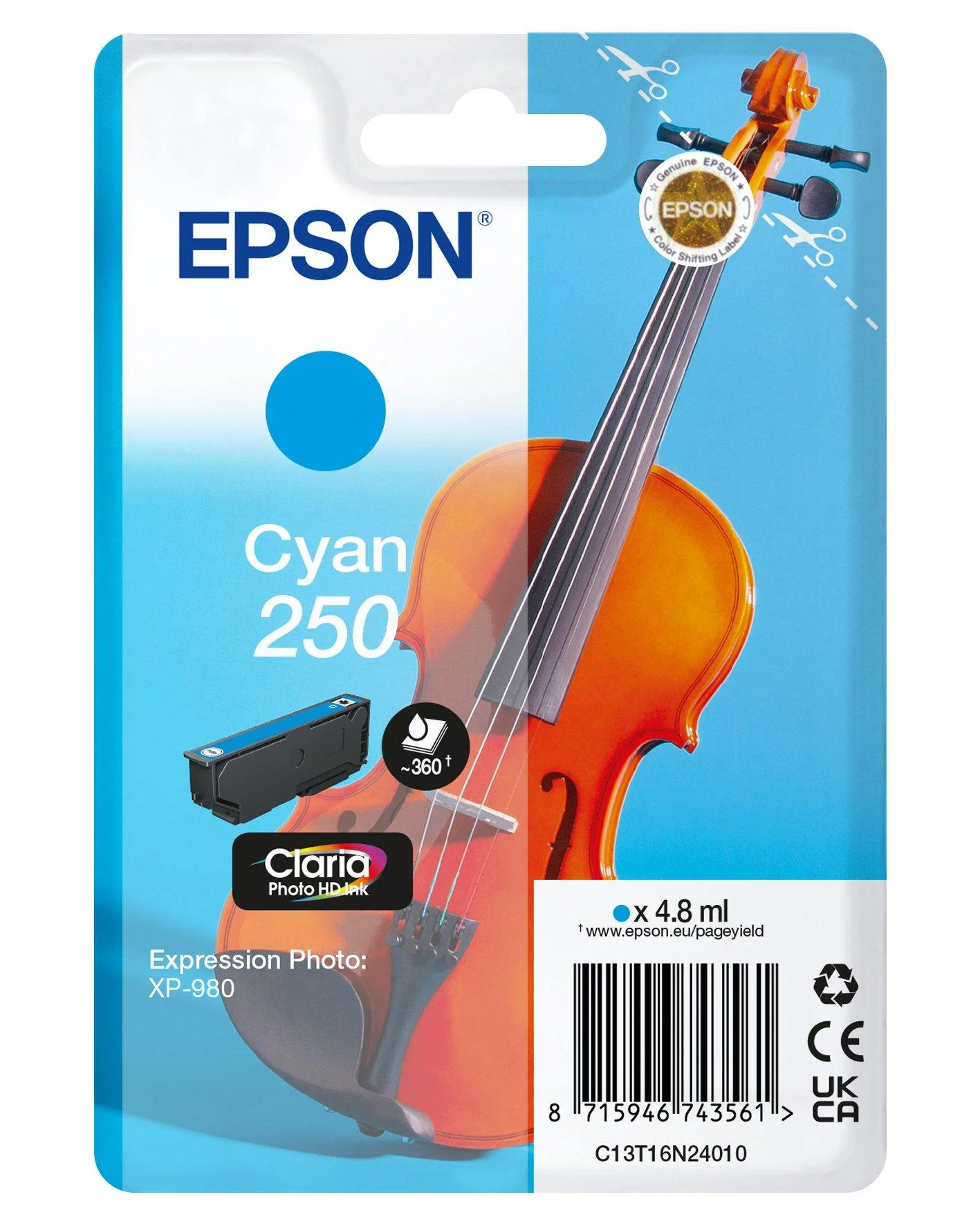 Epson 250 Violin Claria Photo HD Druckerpatrone 1 Stück(e) Original Cyan