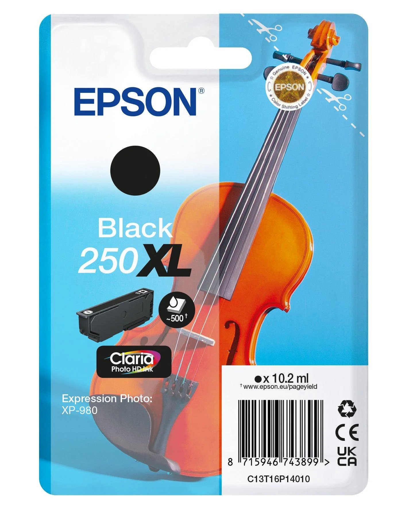 Epson 250XLViolin Claria Photo HD Druckerpatrone 1 Stück(e) Original Hohe (XL-) Ausbeute Schwarz