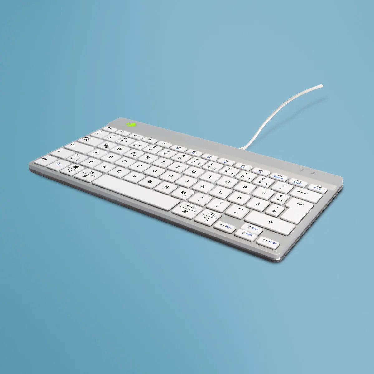 R-Go Tools Ergonomische Tastatur R-Go Compact Break, kompakte Tastatur mit Pausensoftware, QWERTZ (DE), Kabelgebunden, Weiß