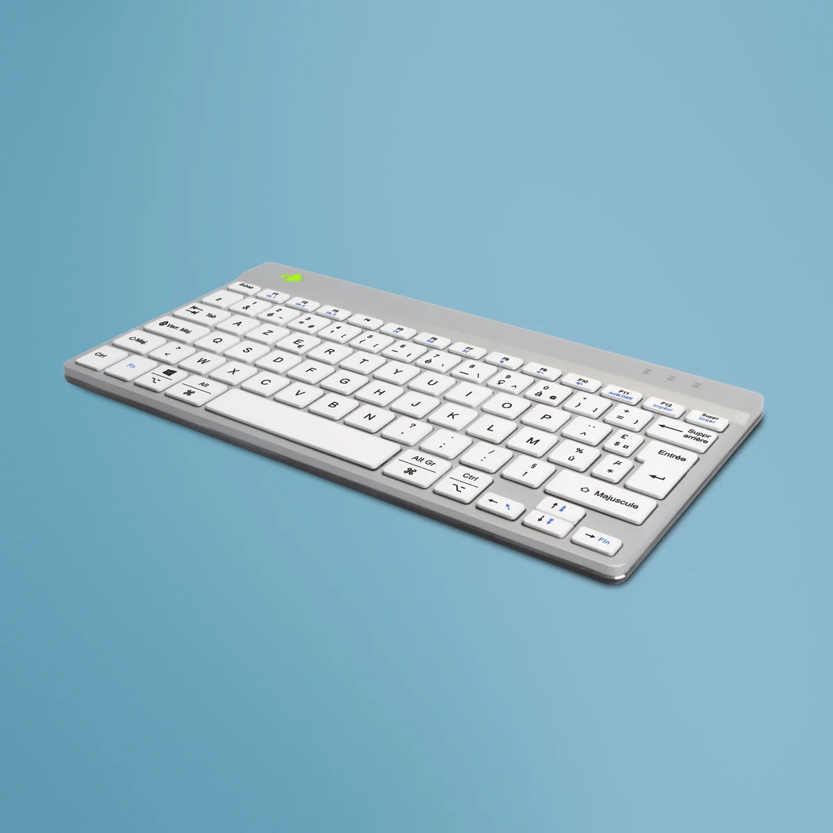 R-Go Tools Ergonomische Tastatur R-Go Compact Break, kompakte Tastatur mit Pausensoftware, AZERTY (FR), Bluetooth, Weiß
