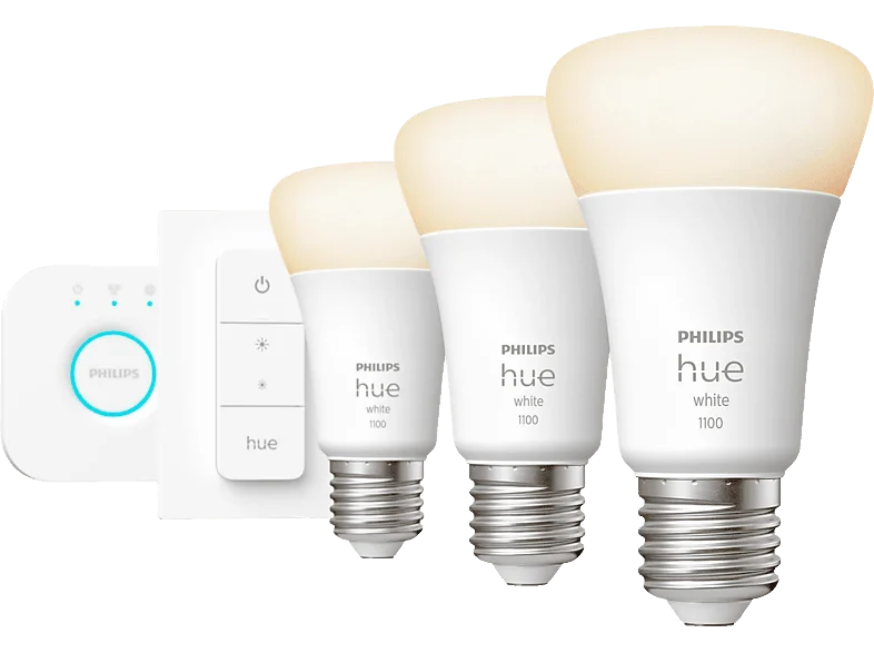 PHILIPS Hue White E27 3er Starter Set inkl. Dimmschalter Warmweiß