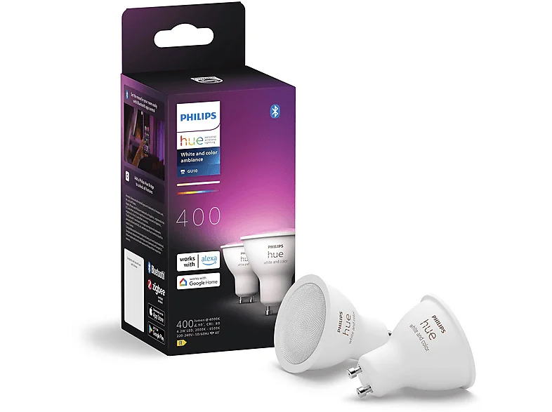 PHILIPS Hue White & Col. Amb. GU10 2x400lm Doppelpack 2200 - 6500